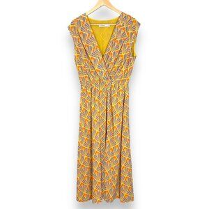 BerrIn Dress Midi Blouson Surplice V-Neck NO BELT Sleeveless Size 40 Floral‎